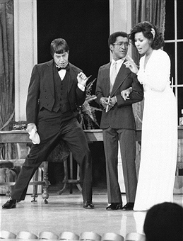 Sammy Davis, Jr. with Jerry Lewis and Diahann Carroll on the Follies premiere